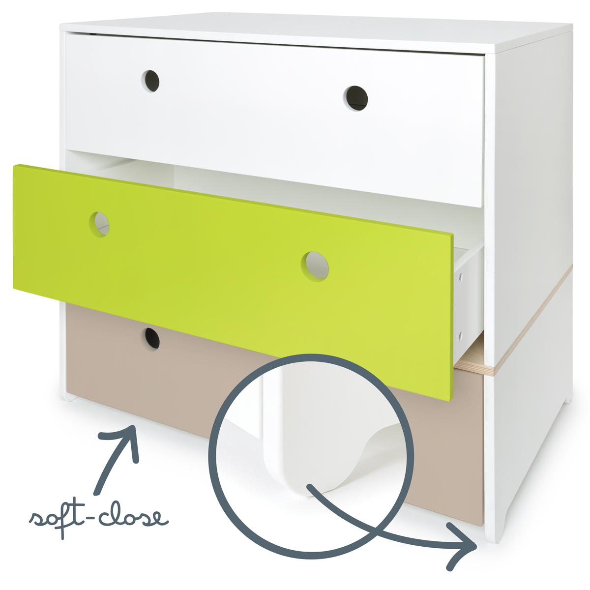 Cómoda COLORFLEX cajones frontales white-lime-warm grey