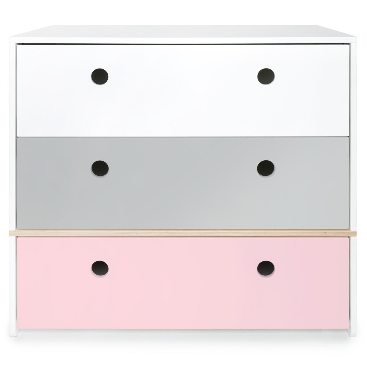 Cómoda COLORFLEX cajones frontales white-pearl grey-sweet pink