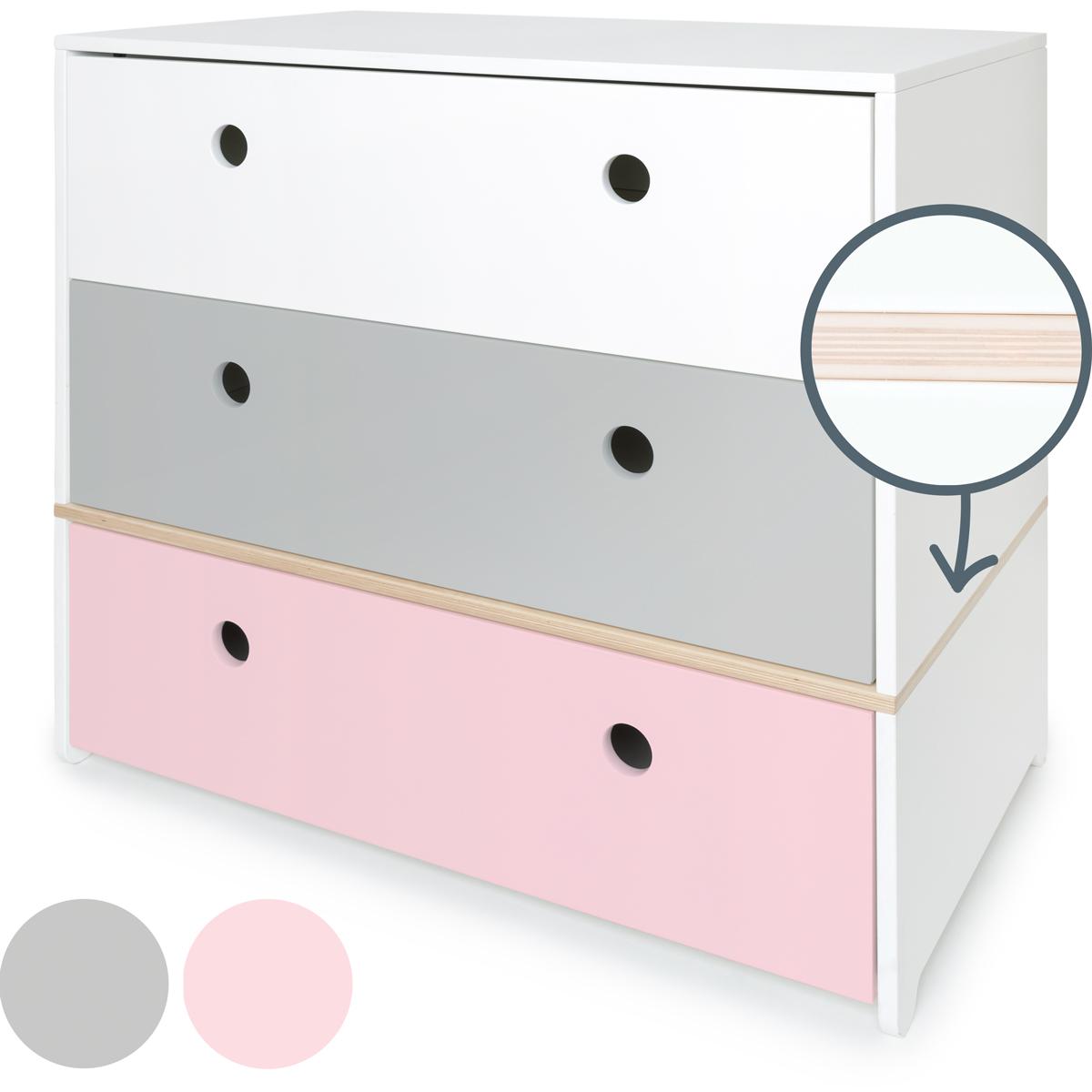 Cómoda COLORFLEX cajones frontales white-pearl grey-sweet pink