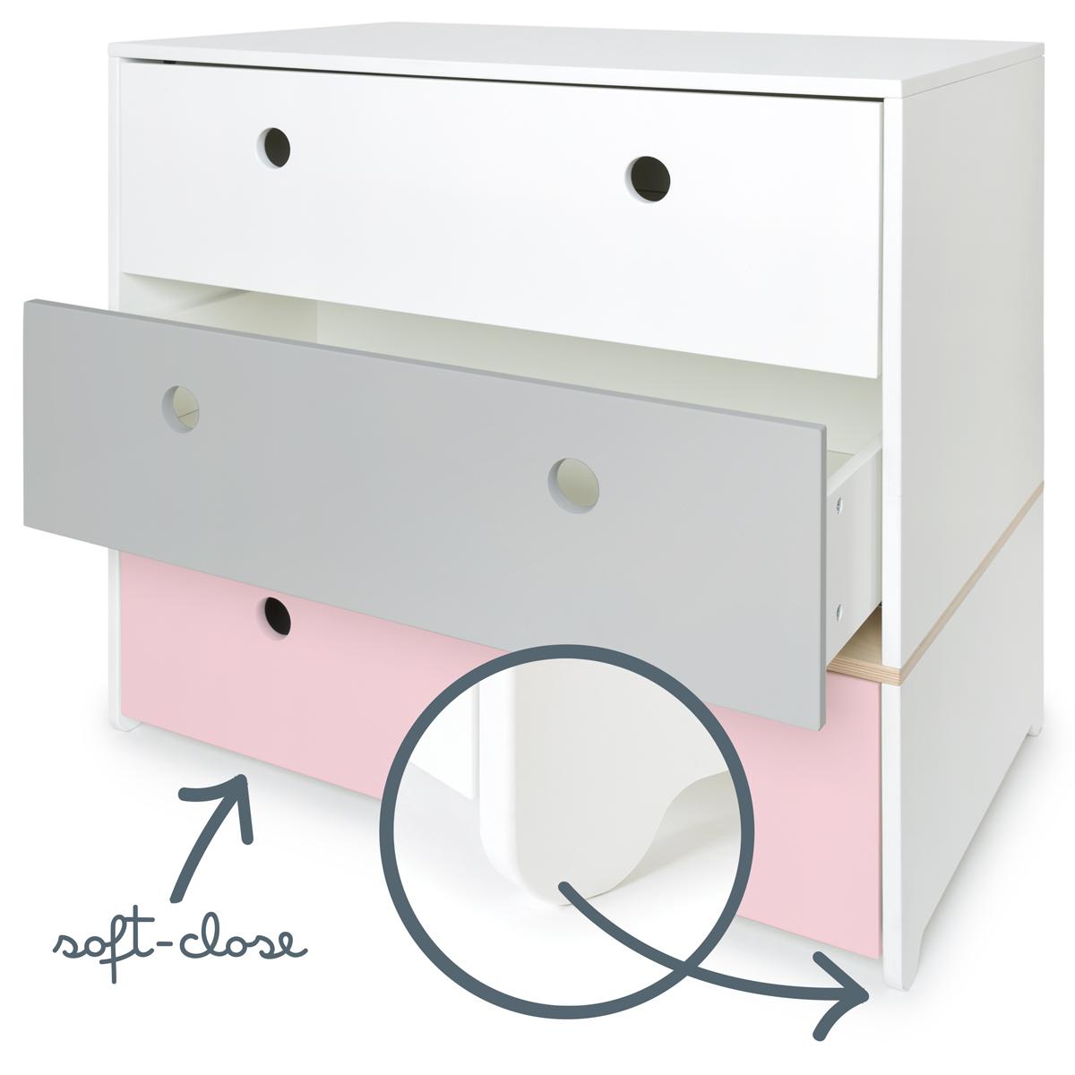 Cómoda COLORFLEX cajones frontales white-pearl grey-sweet pink