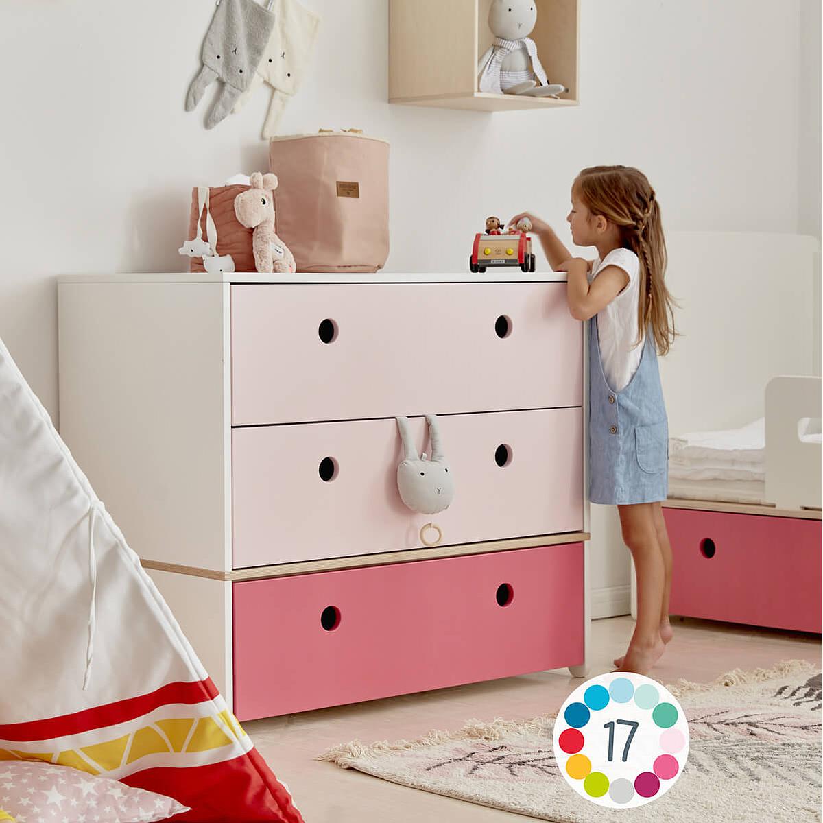Cómoda COLORFLEX cajones frontales white-pearl grey-sweet pink