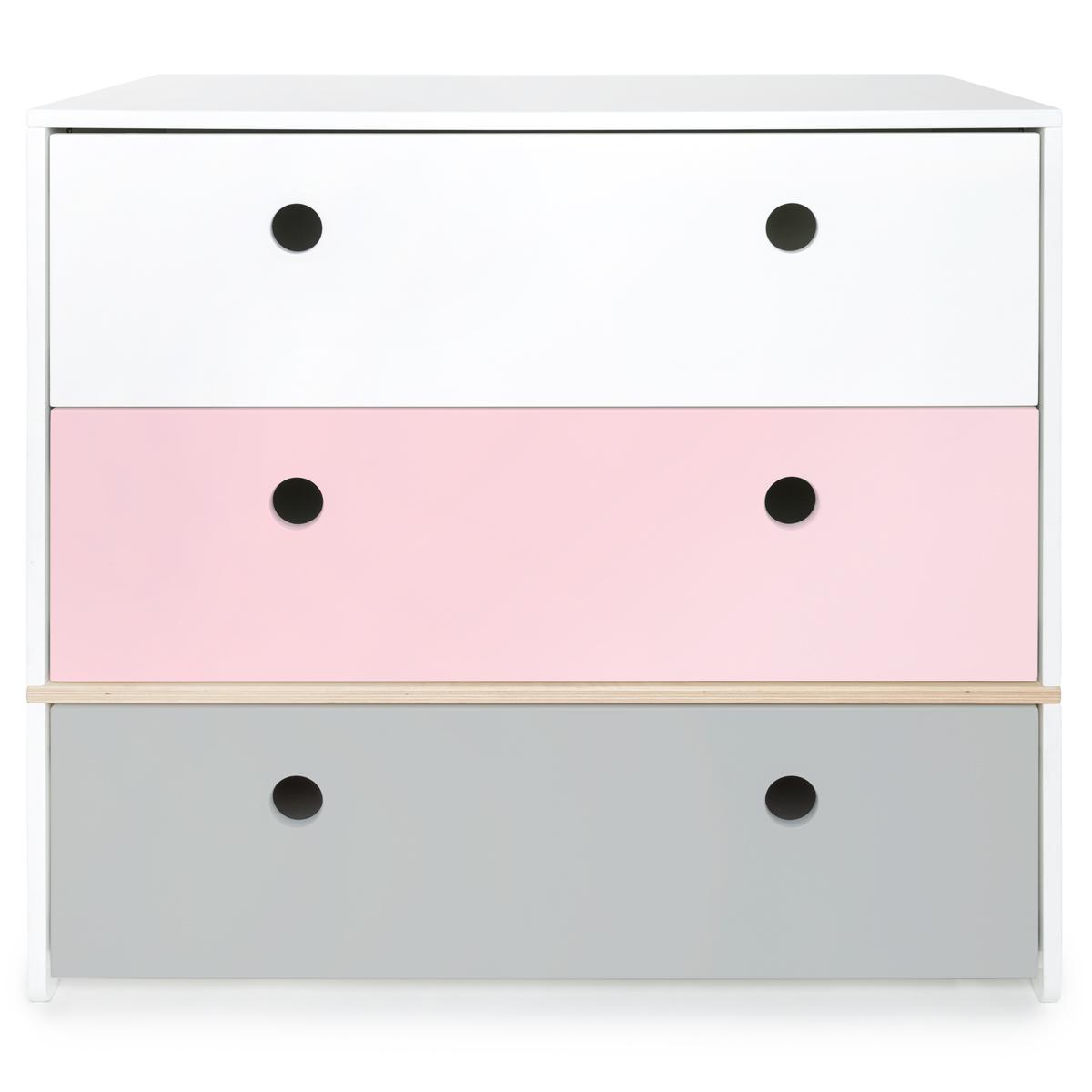 Cómoda COLORFLEX cajones frontales white-sweet pink-pearl grey 