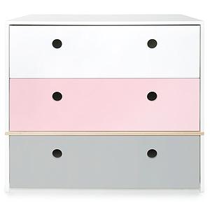 Cómoda COLORFLEX cajones frontales white-sweet pink-pearl grey 