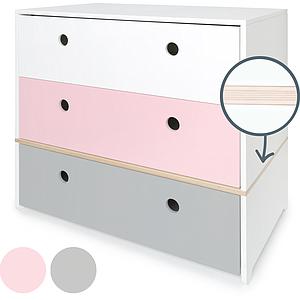 Cómoda COLORFLEX cajones frontales white-sweet pink-pearl grey 