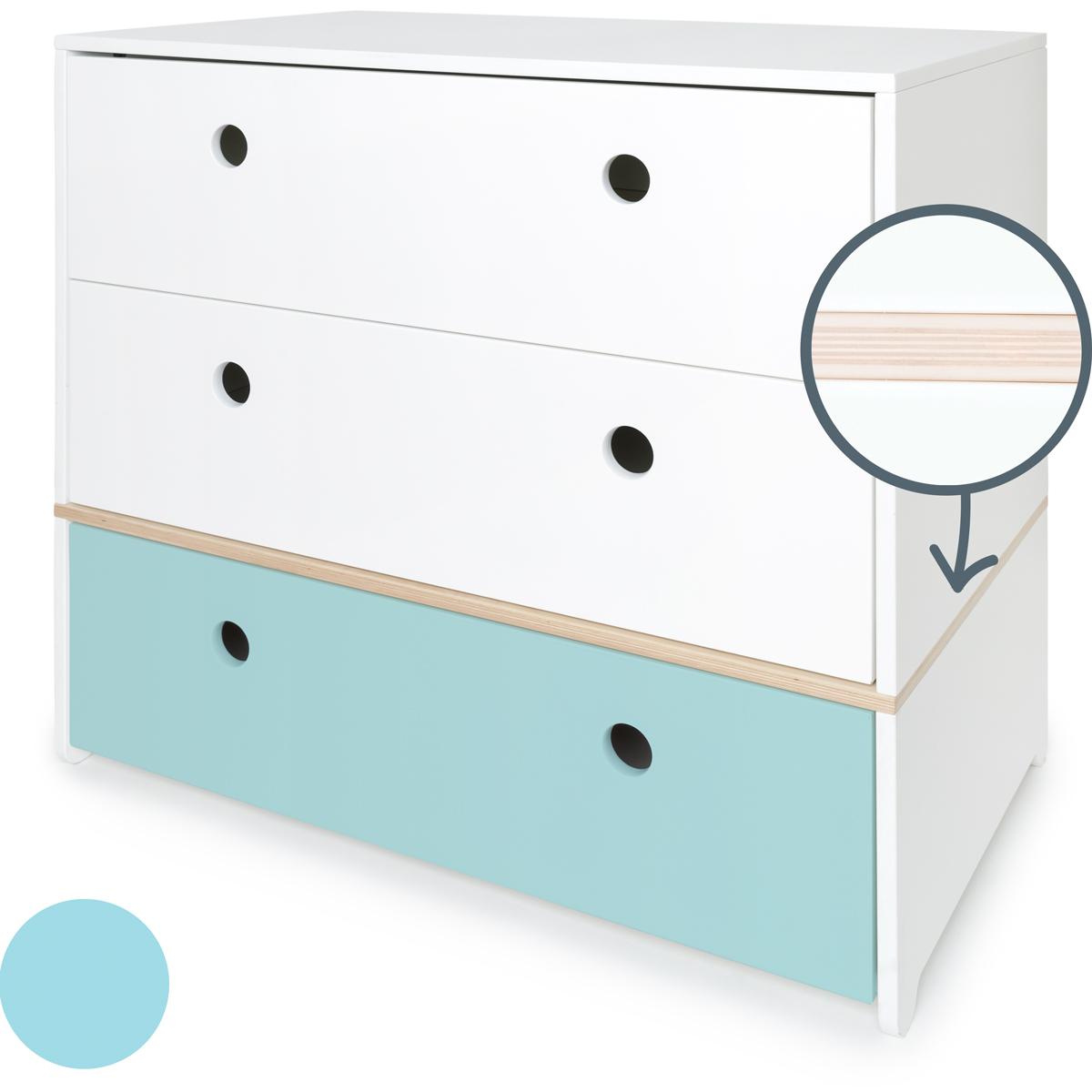 Cómoda COLORFLEX cajones frontales white-white-sky blue 