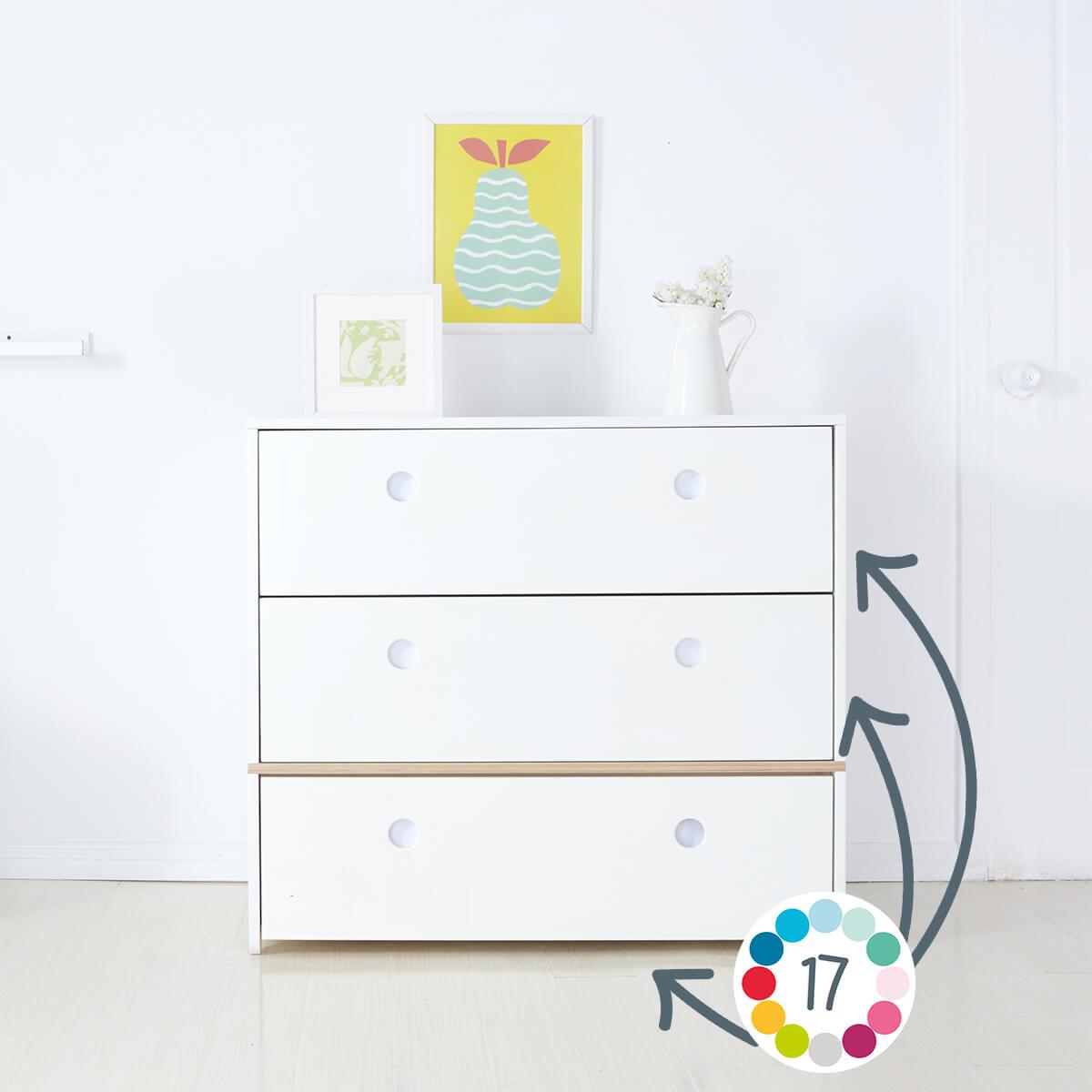 Cómoda COLORFLEX cajones frontales white-white-sky blue 