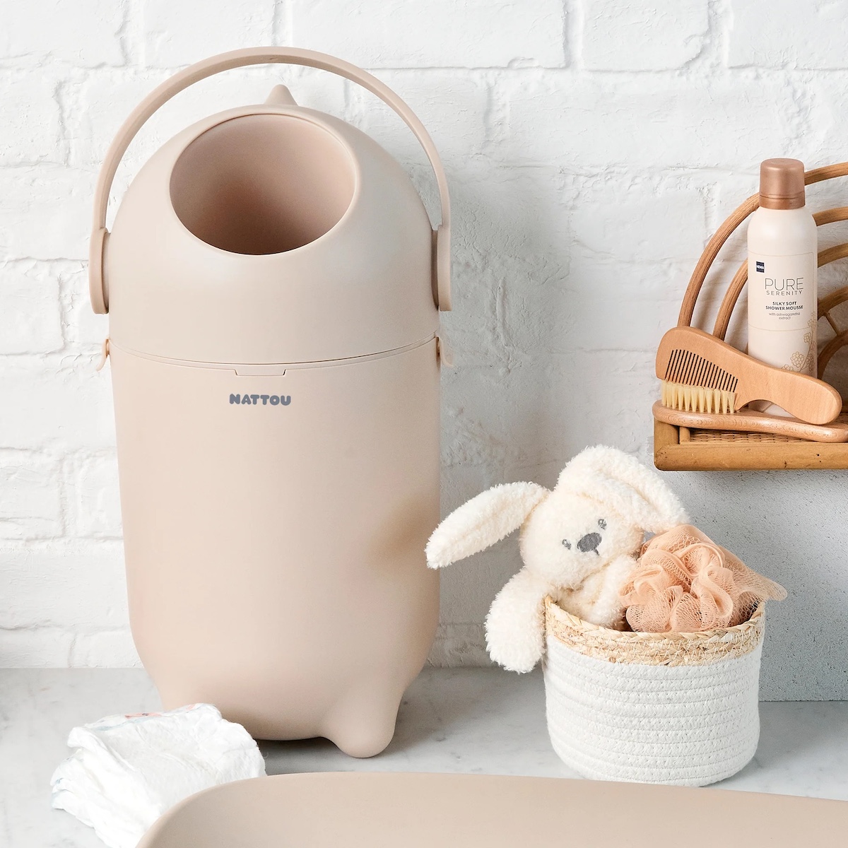 Contenedor pañales DROPY Nattou beige