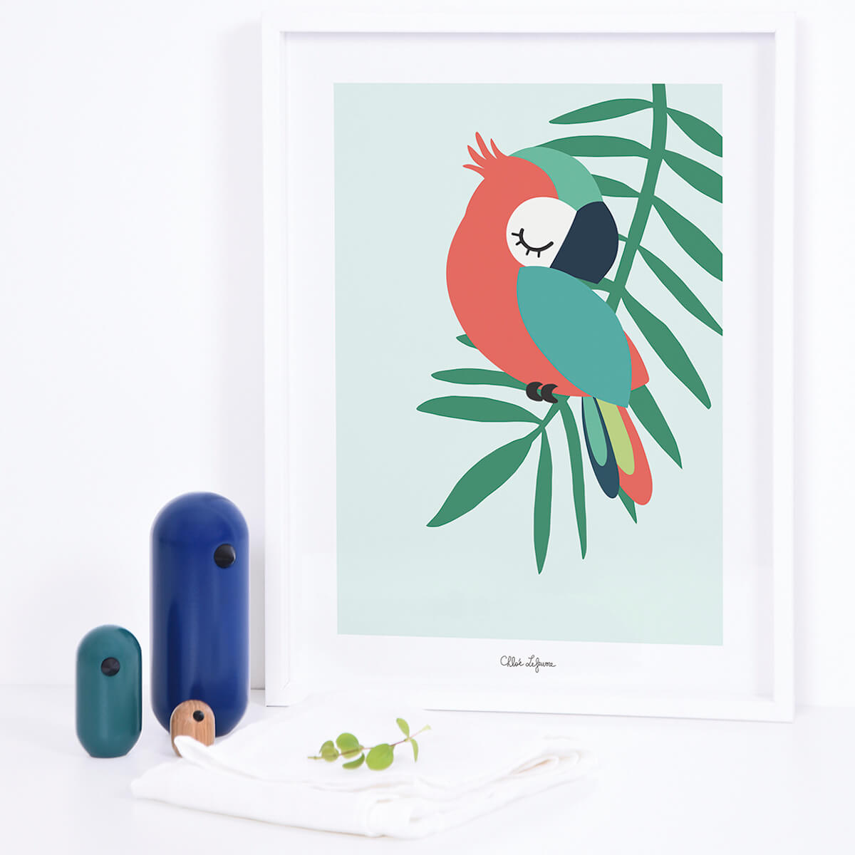 Cuadro 30x40cm LORO Lilipinso verde