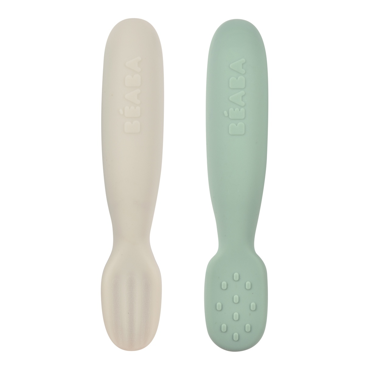 Cuchara silicona 2uds Béaba sage green-velvet grey