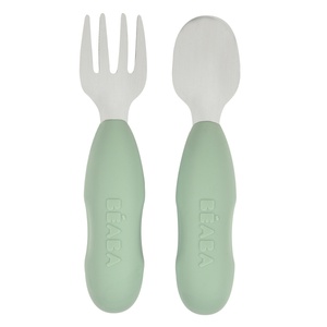 Cuchara-tenedor acero inoxidable Béaba sage green