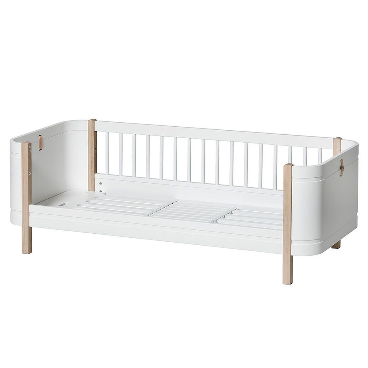 Cuna bebé evolutiva 68x122cm/162cm WOOD MINI+ Oliver Furniture blanco-roble (incluye Kit Junior)