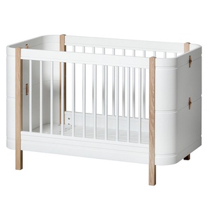 Cuna bebé evolutiva 68x122cm/162cm WOOD MINI+ Oliver Furniture blanco-roble (incluye Kit Junior)