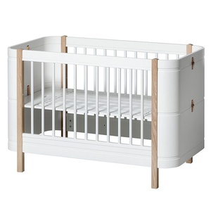 Cuna bebé evolutiva 68x122cm/162cm WOOD MINI+ Oliver Furniture blanco-roble (incluye Kit Junior)