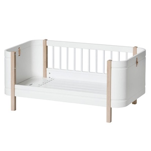 Cuna bebé evolutiva 68x122cm/162cm WOOD MINI+ Oliver Furniture blanco-roble (incluye Kit Junior)