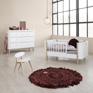 Cuna bebé evolutiva 68x122cm/162cm WOOD MINI+ Oliver Furniture blanco-roble (incluye Kit Junior)
