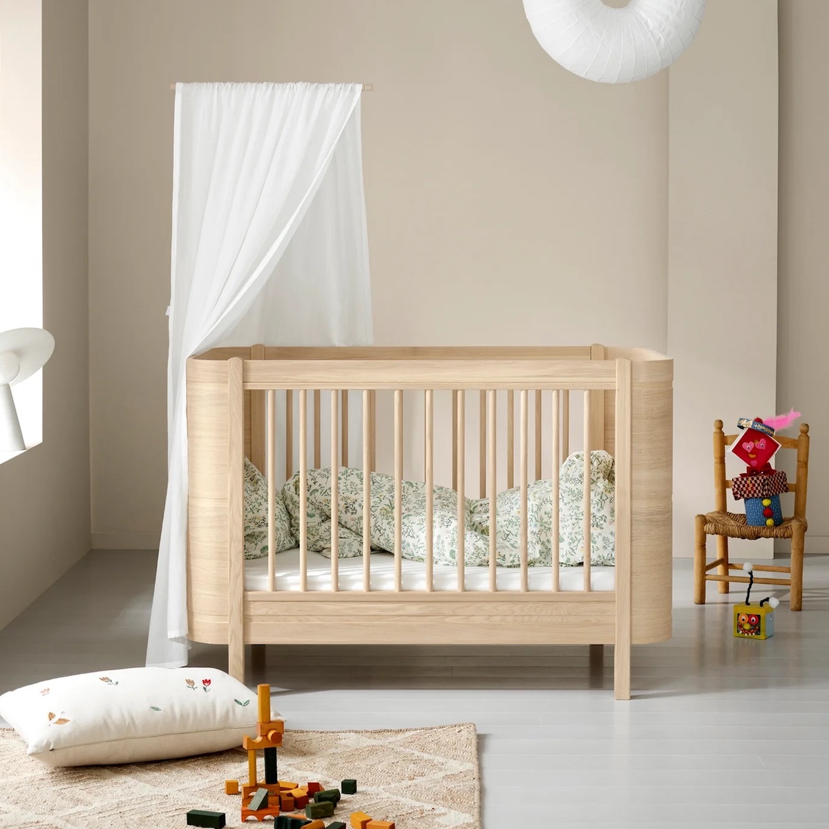 Cuna bebé evolutiva 68x122cm/162cm WOOD MINI+ Oliver Furniture roble