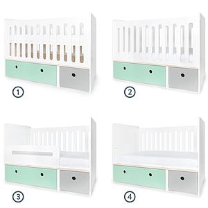 Cuna cama 70x140cm COLORFLEX mint-pearl grey