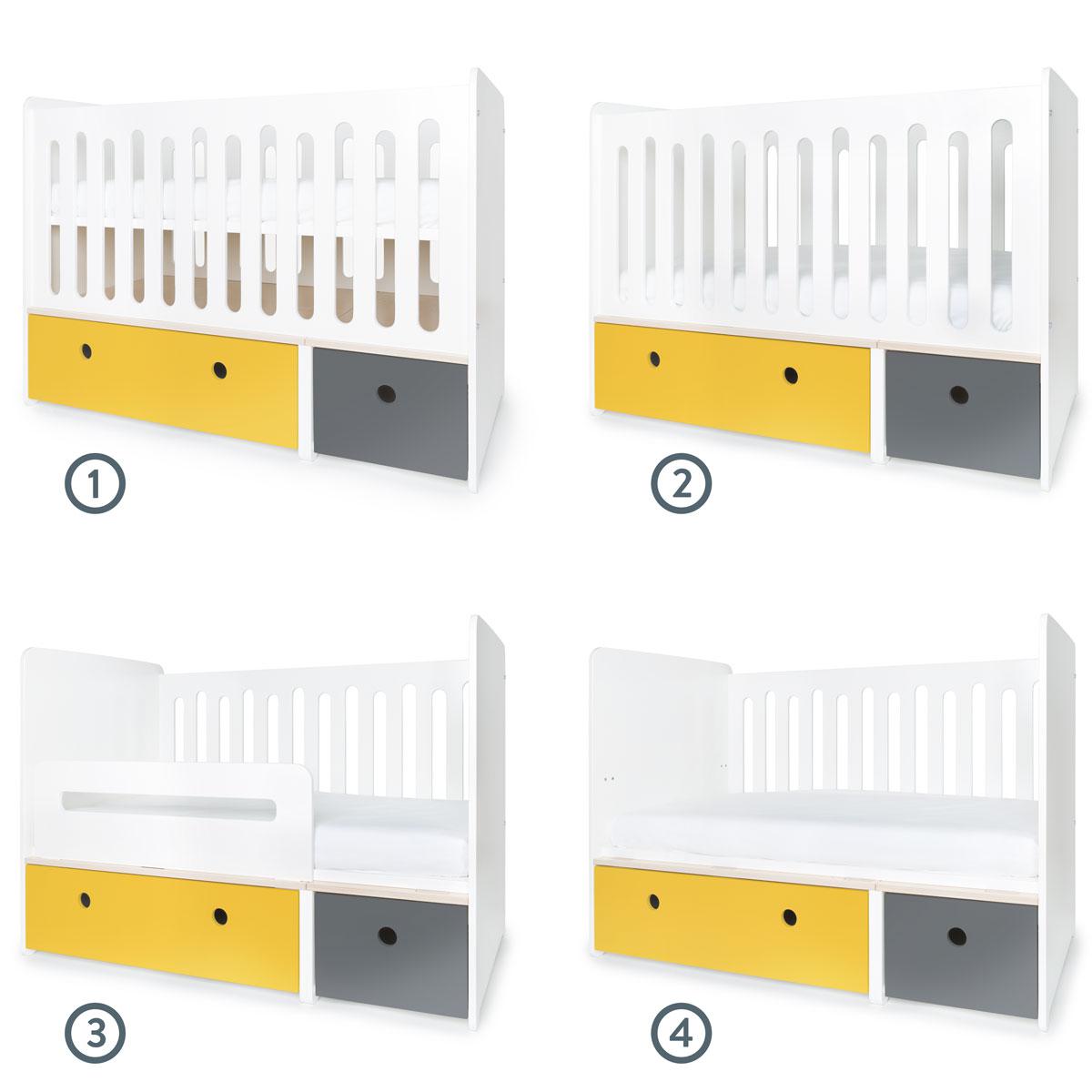Cuna cama 70x140cm COLORFLEX nectar yellow-space grey