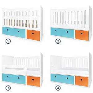 Cuna cama 70x140cm COLORFLEX paradise blue-pure orange