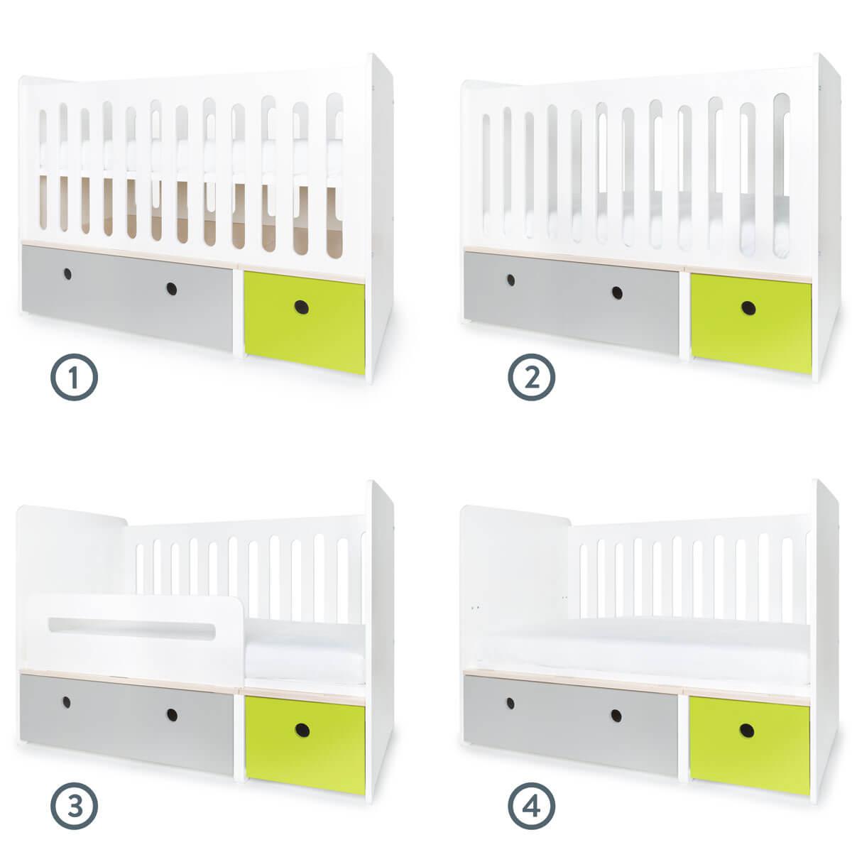 Cuna cama 70x140cm COLORFLEX pearl grey-lime