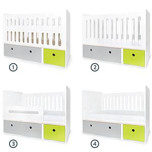 Cuna cama 70x140cm COLORFLEX pearl grey-lime