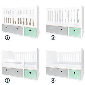 Cuna cama 70x140cm COLORFLEX pearl grey-mint