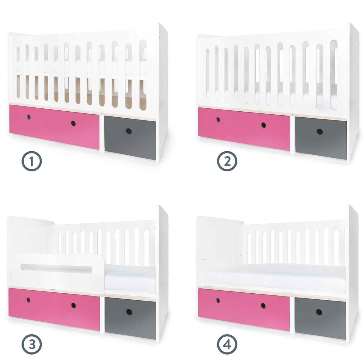 Cuna cama 70x140cm COLORFLEX pink-space grey