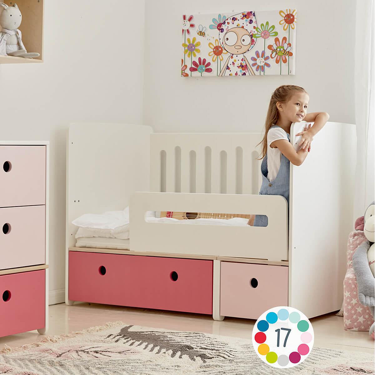 Cuna cama 70x140cm COLORFLEX pink-space grey