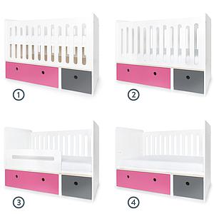 Cuna cama 70x140cm COLORFLEX pink-space grey