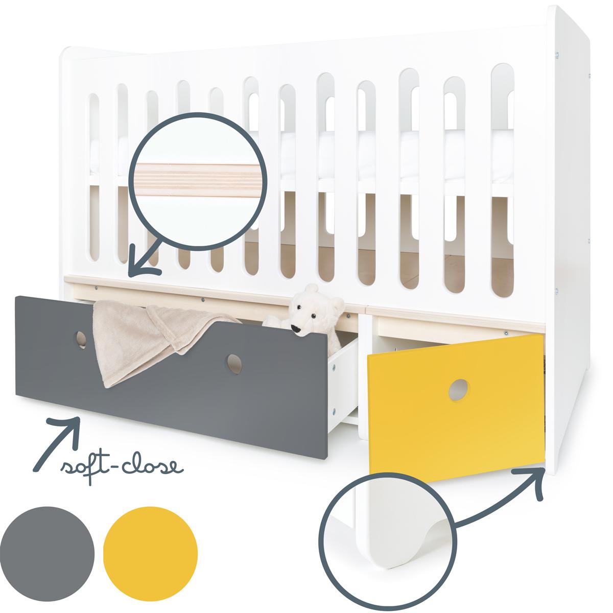 Cuna cama 70x140cm COLORFLEX space grey-nectar yellow