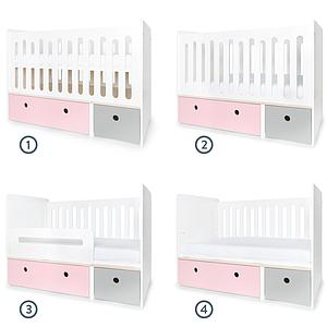 Cuna cama 70x140cm COLORFLEX sweet pink-pearl grey