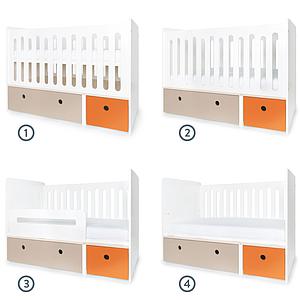 Cuna cama 70x140cm COLORFLEX warm grey-pure orange