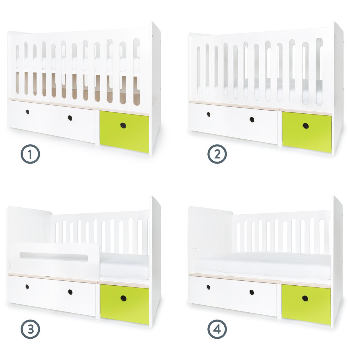 Cuna cama 70x140cm COLORFLEX white-lime
