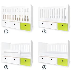 Cuna cama 70x140cm COLORFLEX white-lime
