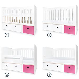 Cuna cama 70x140cm COLORFLEX white-pink