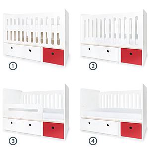 Cuna cama 70x140cm COLORFLEX white-true red