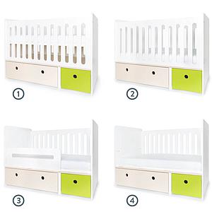 Cuna cama 70x140cm COLORFLEX white wash-lime