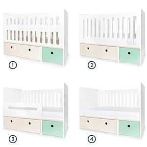 Cuna cama 70x140cm COLORFLEX white wash-mint