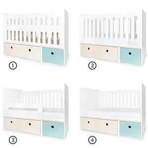 Cuna cama 70x140cm COLORFLEX white wash-sky blue