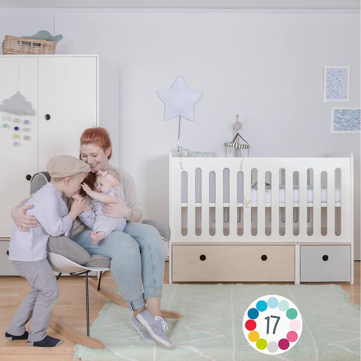 Cuna cama 70x140cm COLORFLEX white wash-sweet pink