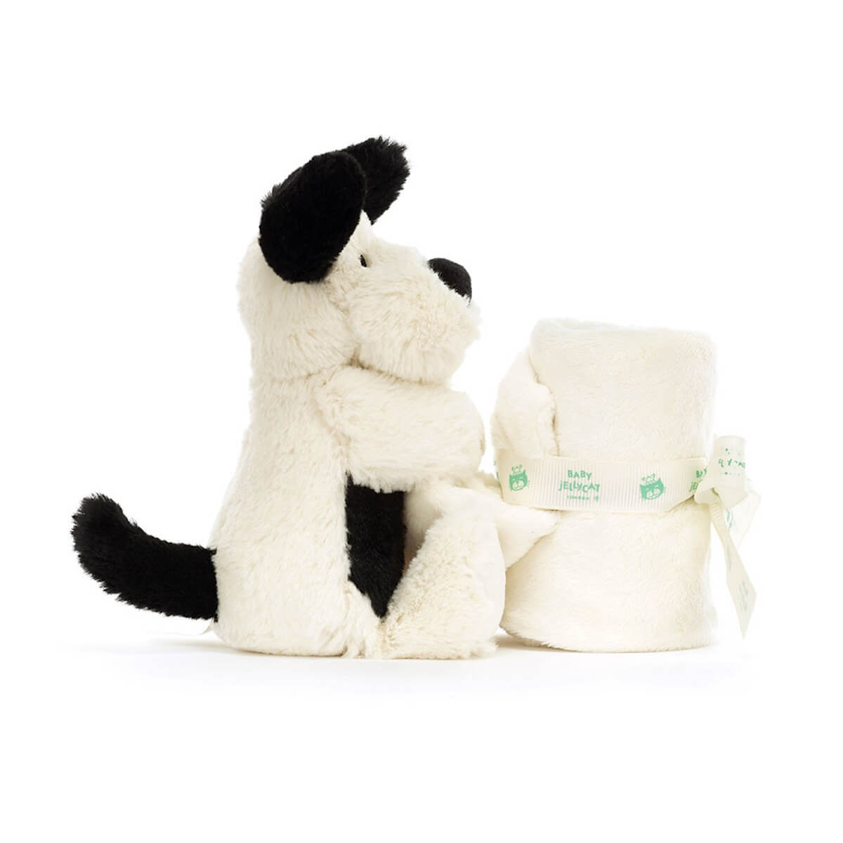 Doudou manta cachorro BASHFUL Jellycat crema-negro
