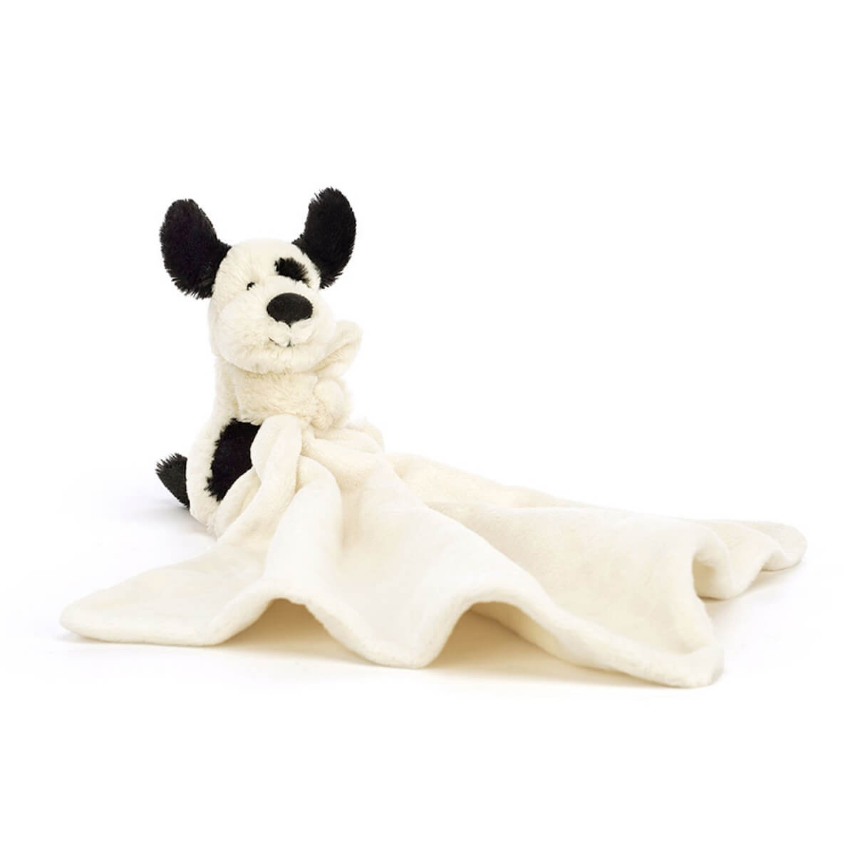 Doudou manta cachorro BASHFUL Jellycat crema-negro