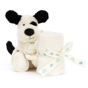 Doudou manta cachorro BASHFUL Jellycat crema-negro