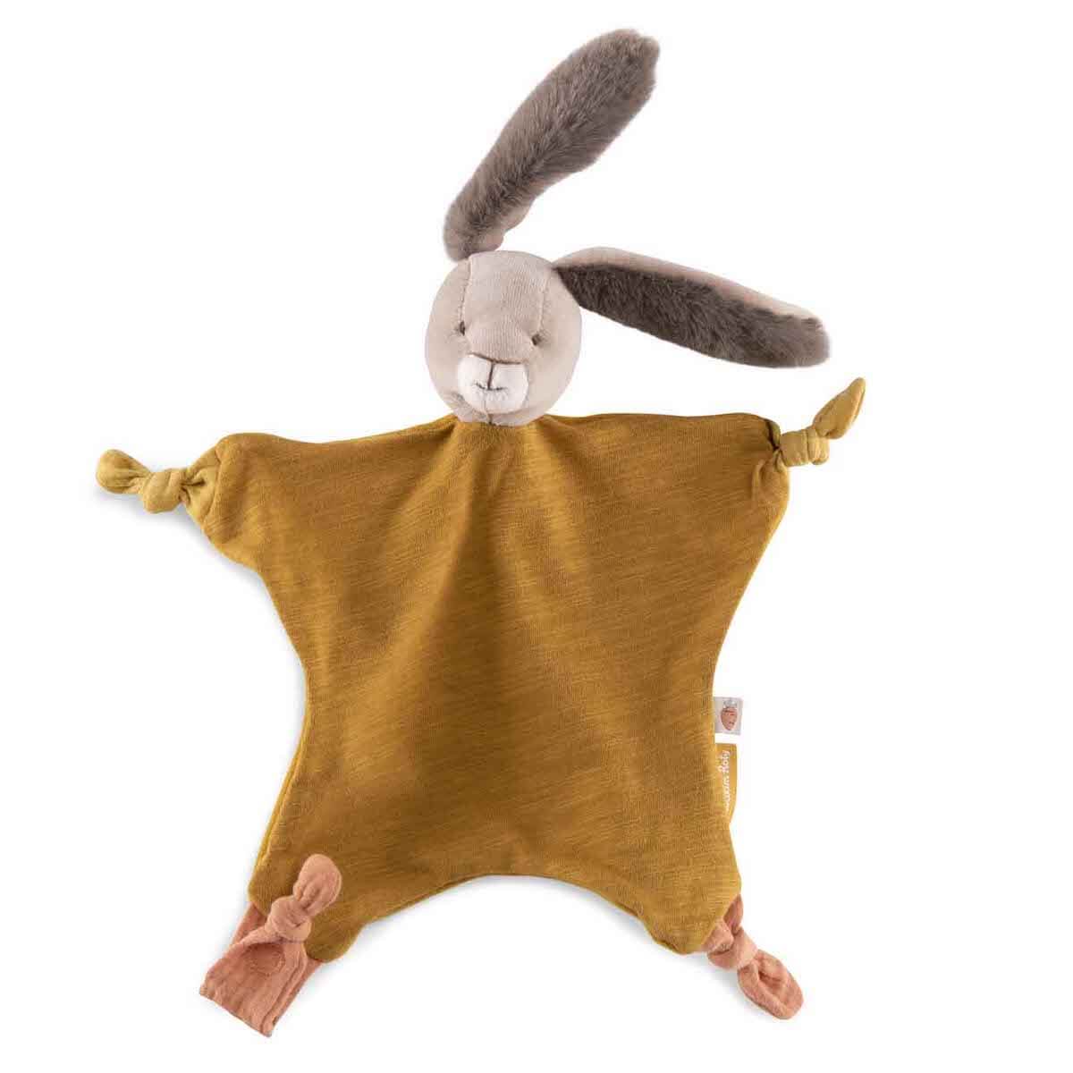 Doudou manta conejo TROIS PETITS LAPINS Moulin Roty ocre