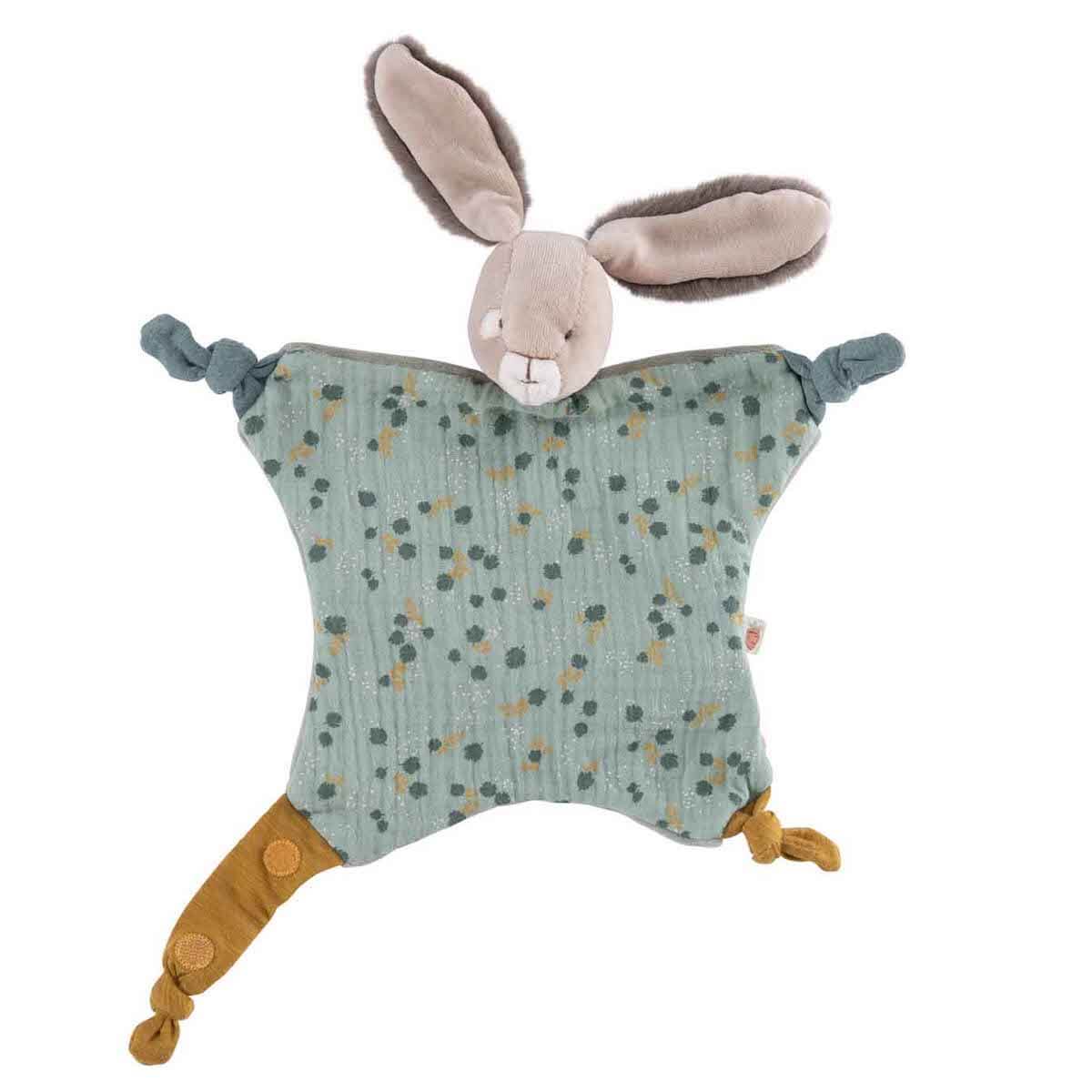 Doudou manta conejo TROIS PETITS LAPINS Moulin Roty sauge