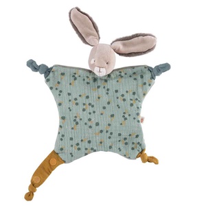 Doudou manta conejo TROIS PETITS LAPINS Moulin Roty sauge