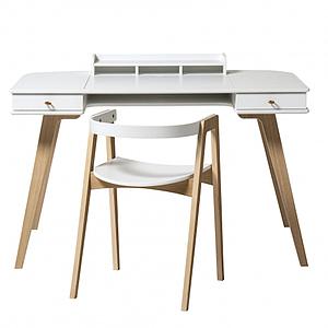 Escritorio-silla 66cm WOOD Oliver Furniture blanco-roble