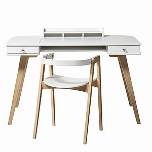 Escritorio-silla 72,6cm WOOD Oliver furniture blanco-roble