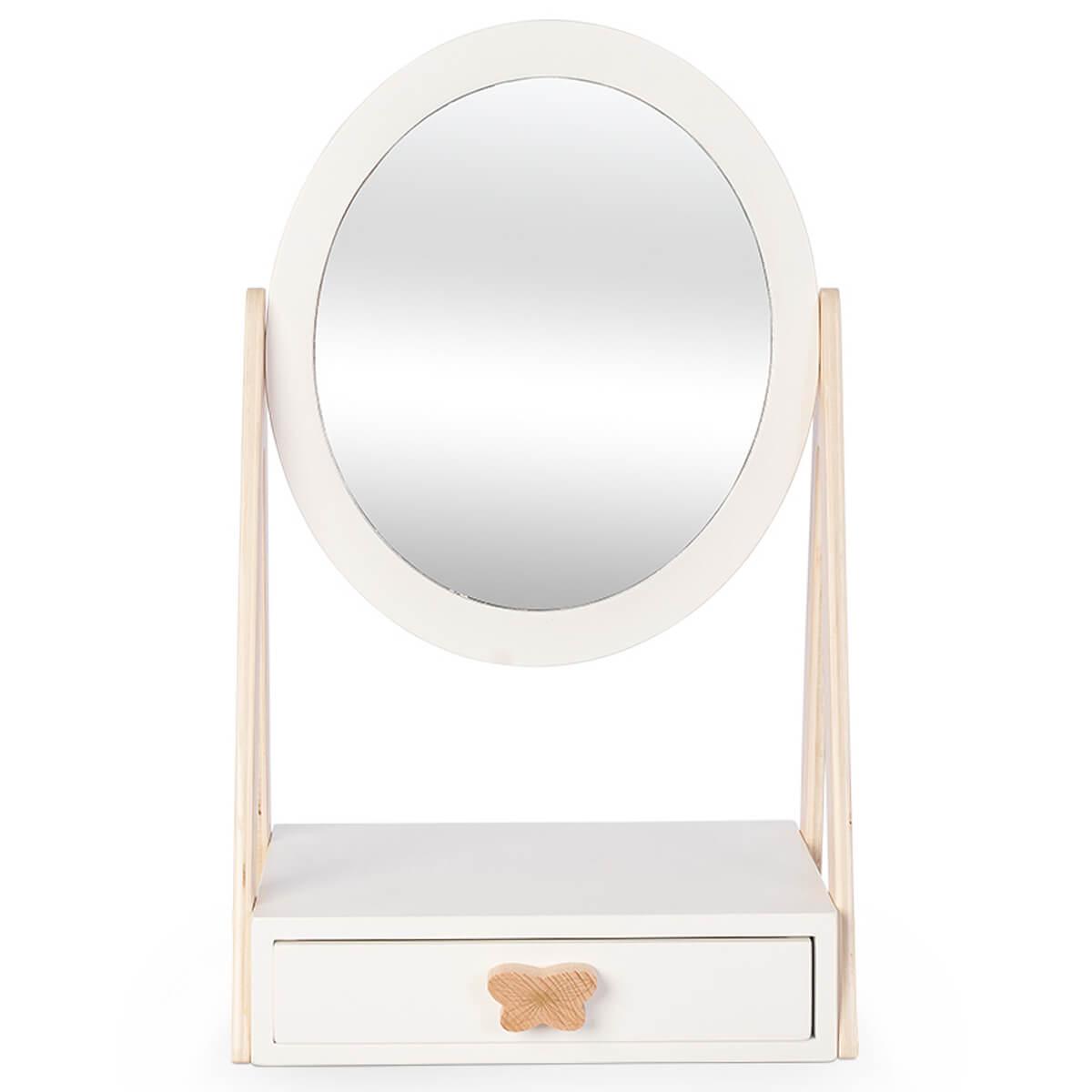 Espejo mesa-cajón Astrup blanco-natural