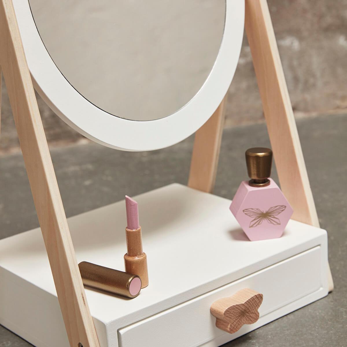Espejo mesa-cajón Astrup blanco-natural